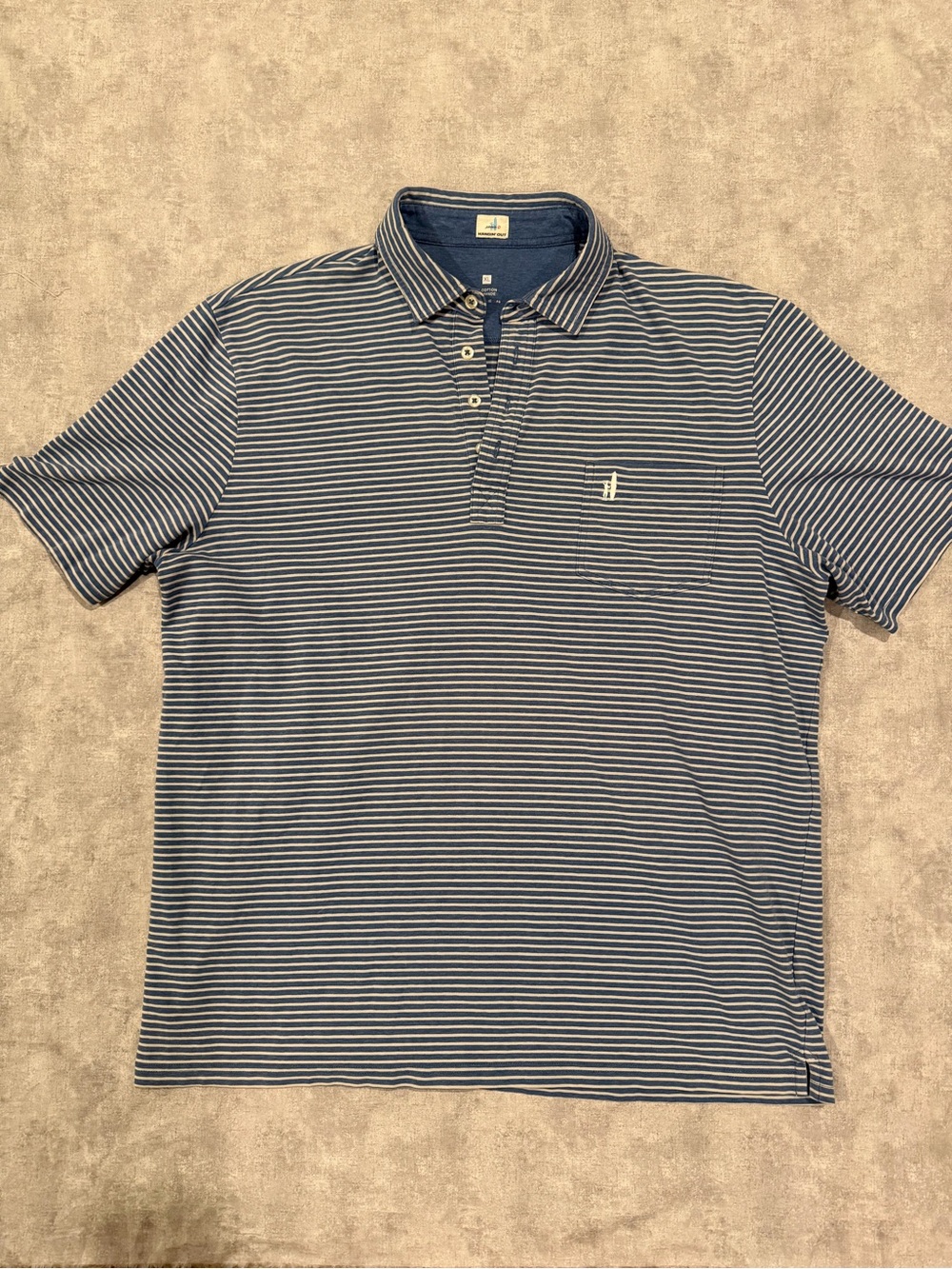 johnnie-O Navy and White Striped Polo